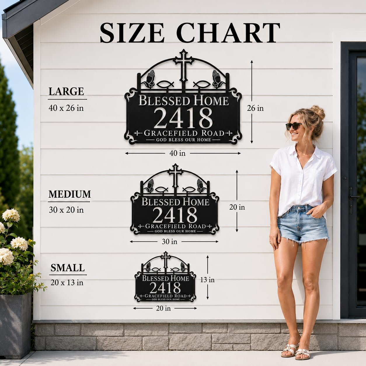 Blessed Home Metal Address Sign