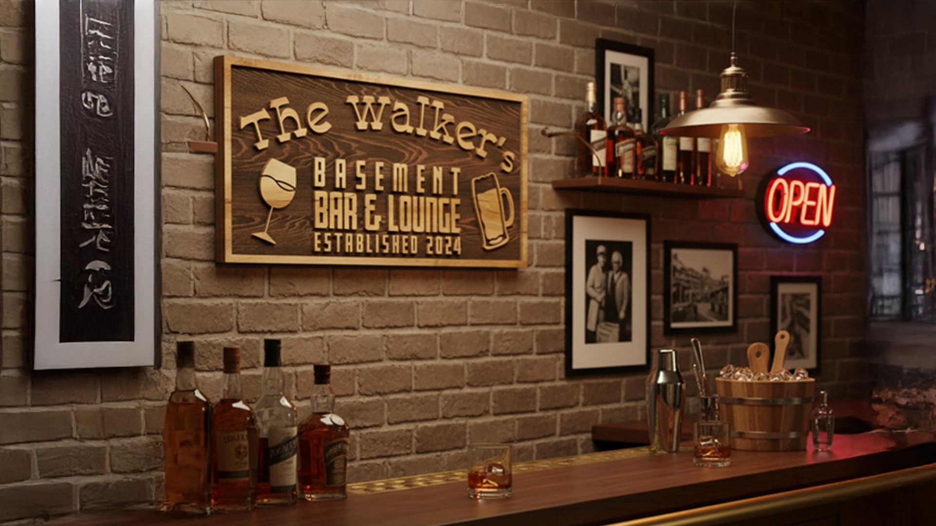 Custom Wood Backyard Bar Sign - Personalized Lounge Decor | Aydan's Unique Finds