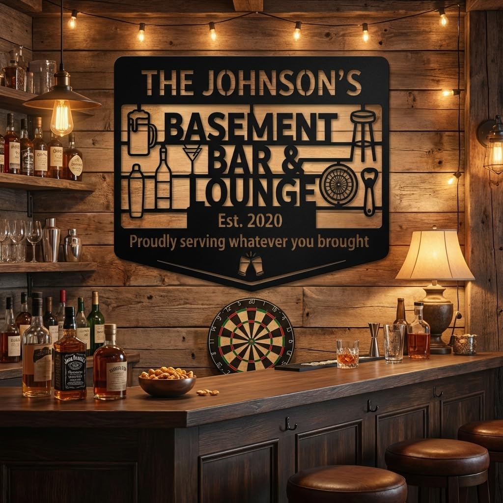 Customizable Metal Bar Sign - Powder-Coated Wall Art | Aydan's Unique Finds