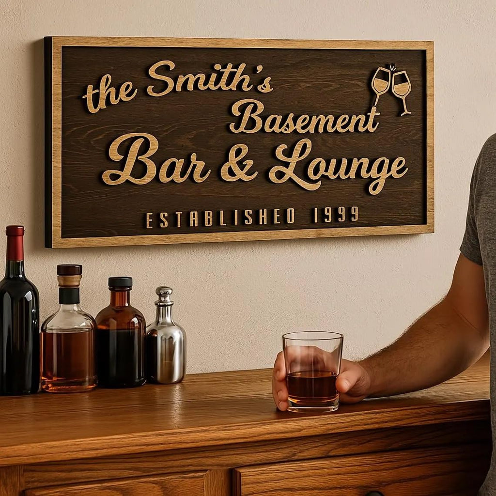 Custom Wood Backyard Bar Sign - Personalized Lounge Decor | Aydan's Unique Finds
