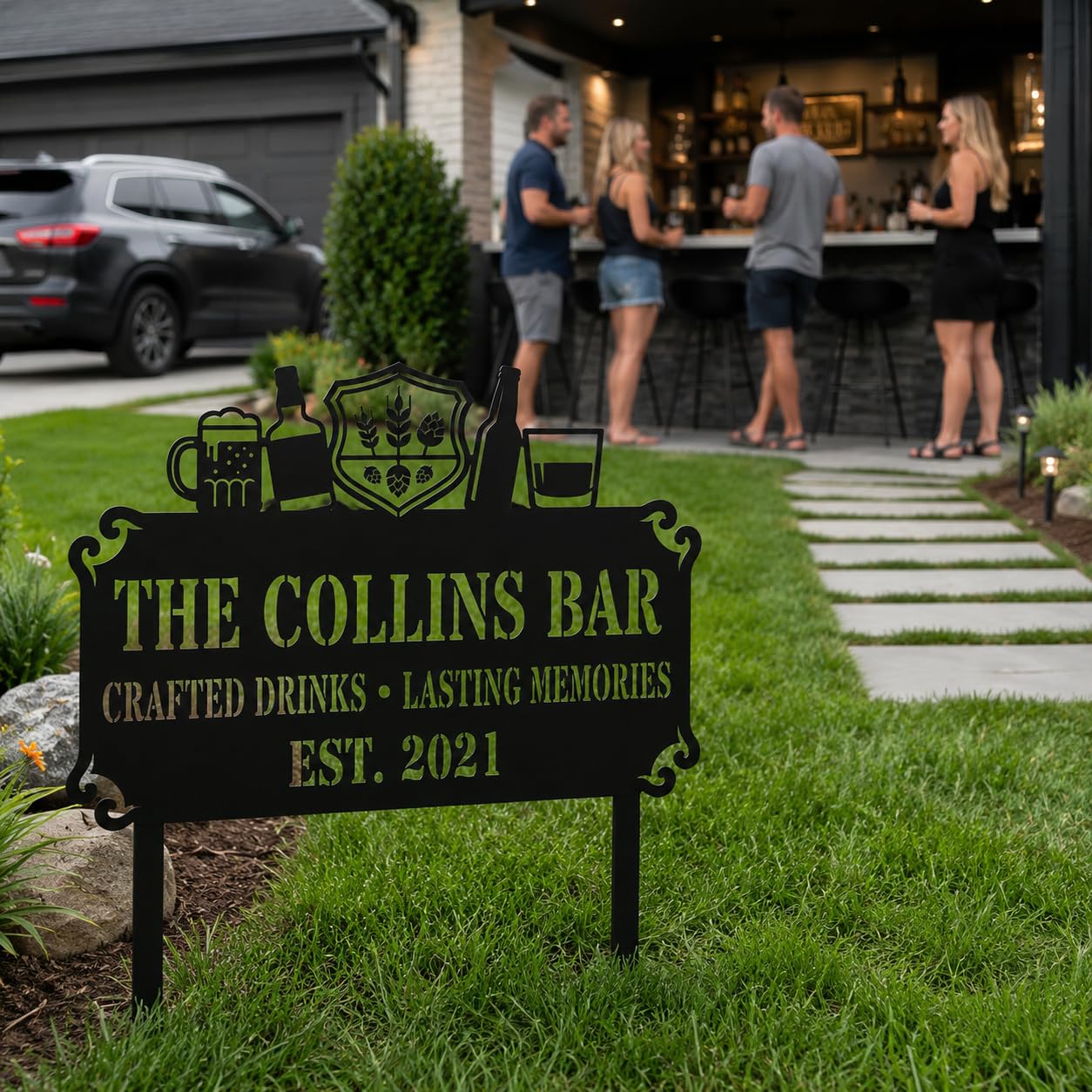 Home Bar Metal Address Sign