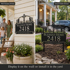 Blessed Home Metal Address Sign