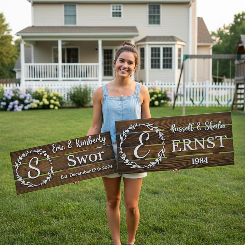 Personalized Monogram Family Name Wood Sign