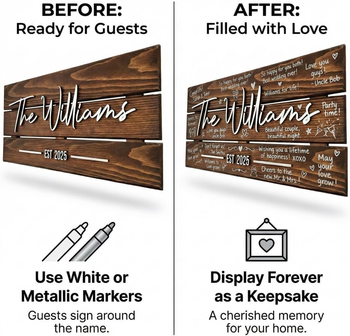 Personalized Wedding Guestbook Sign - Wooden Keepsake | Aydan's Unique Finds