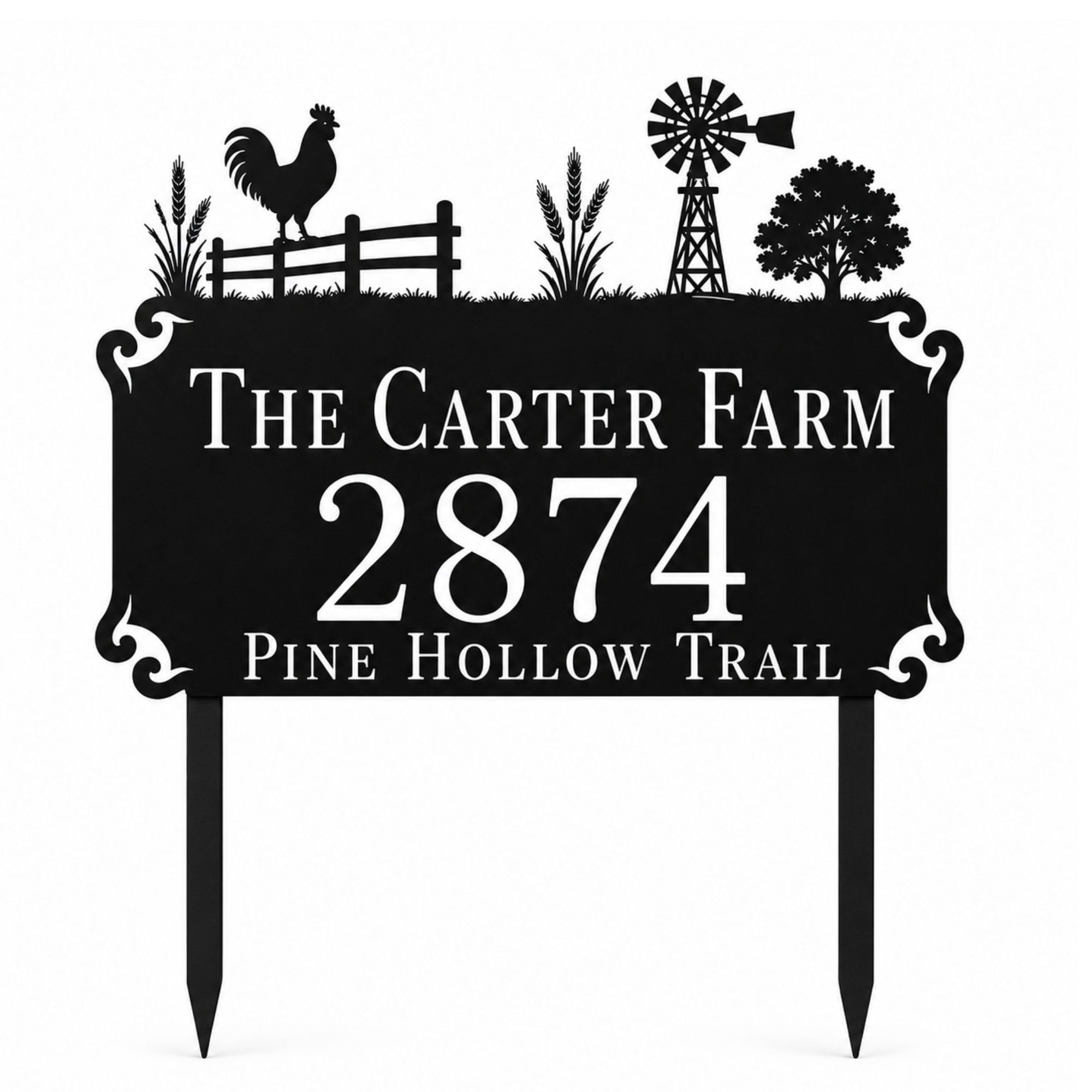 Farmhouse Metal Address Sign