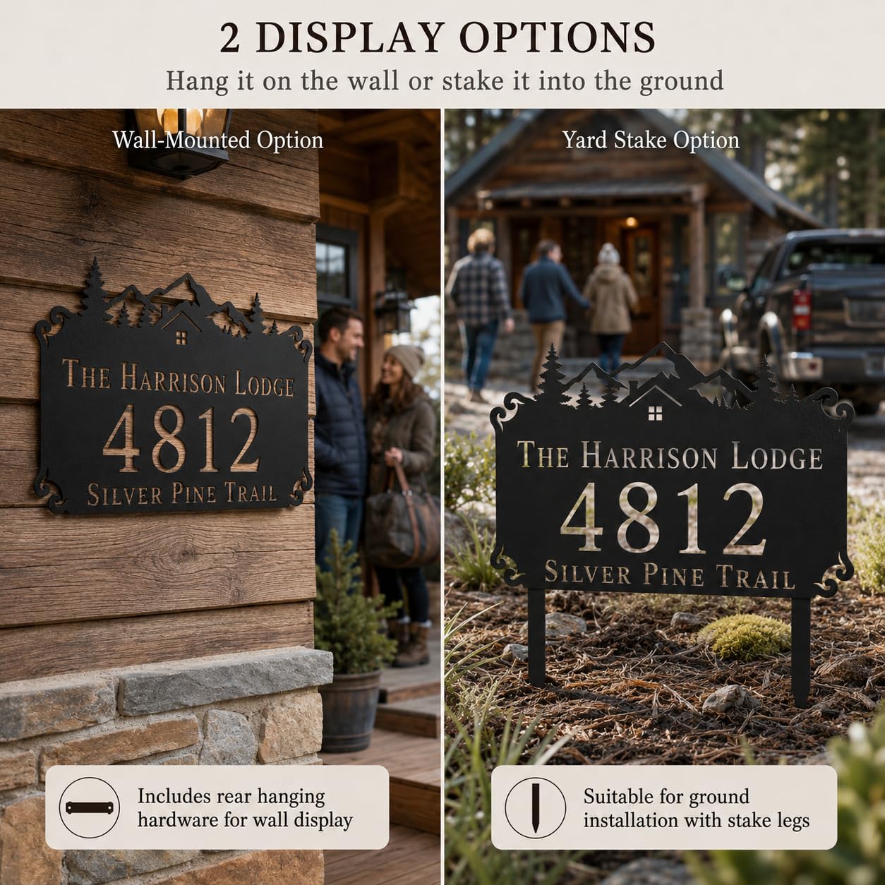 Mountain Cabin Metal Address Sign