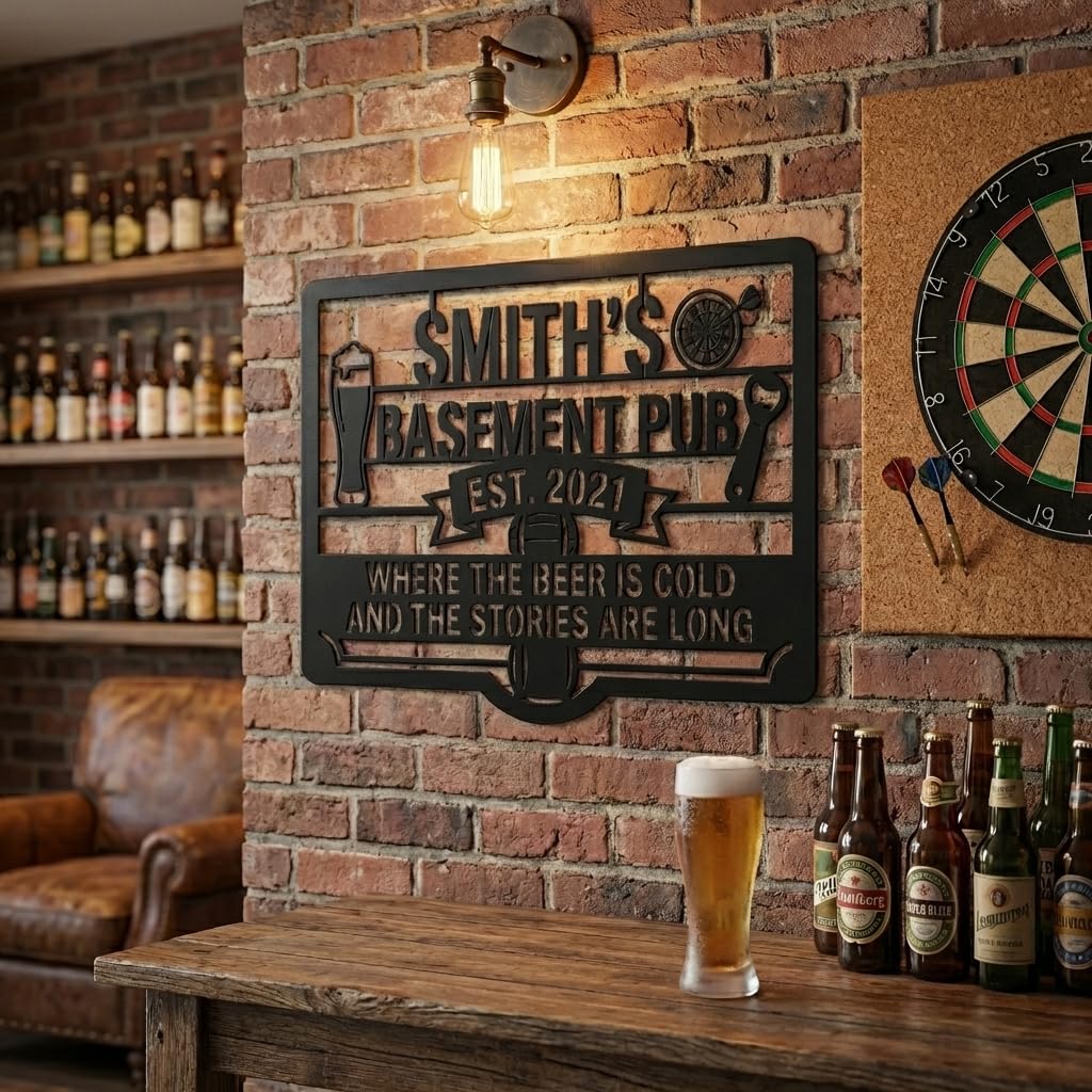 Customizable Metal Bar Sign - Powder-Coated Wall Art