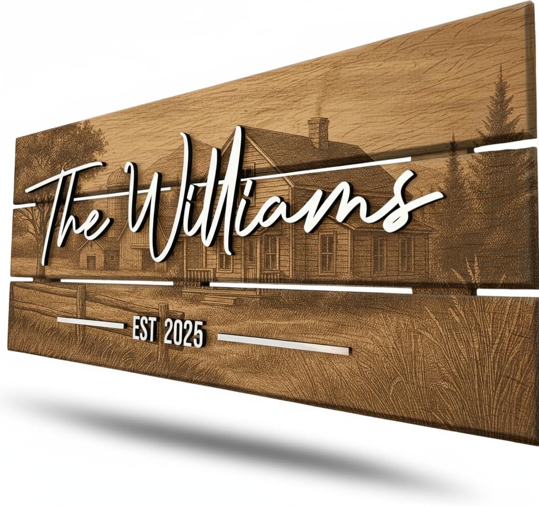 Decorative Wood Family Sign - Coastal Farmhouse Decor