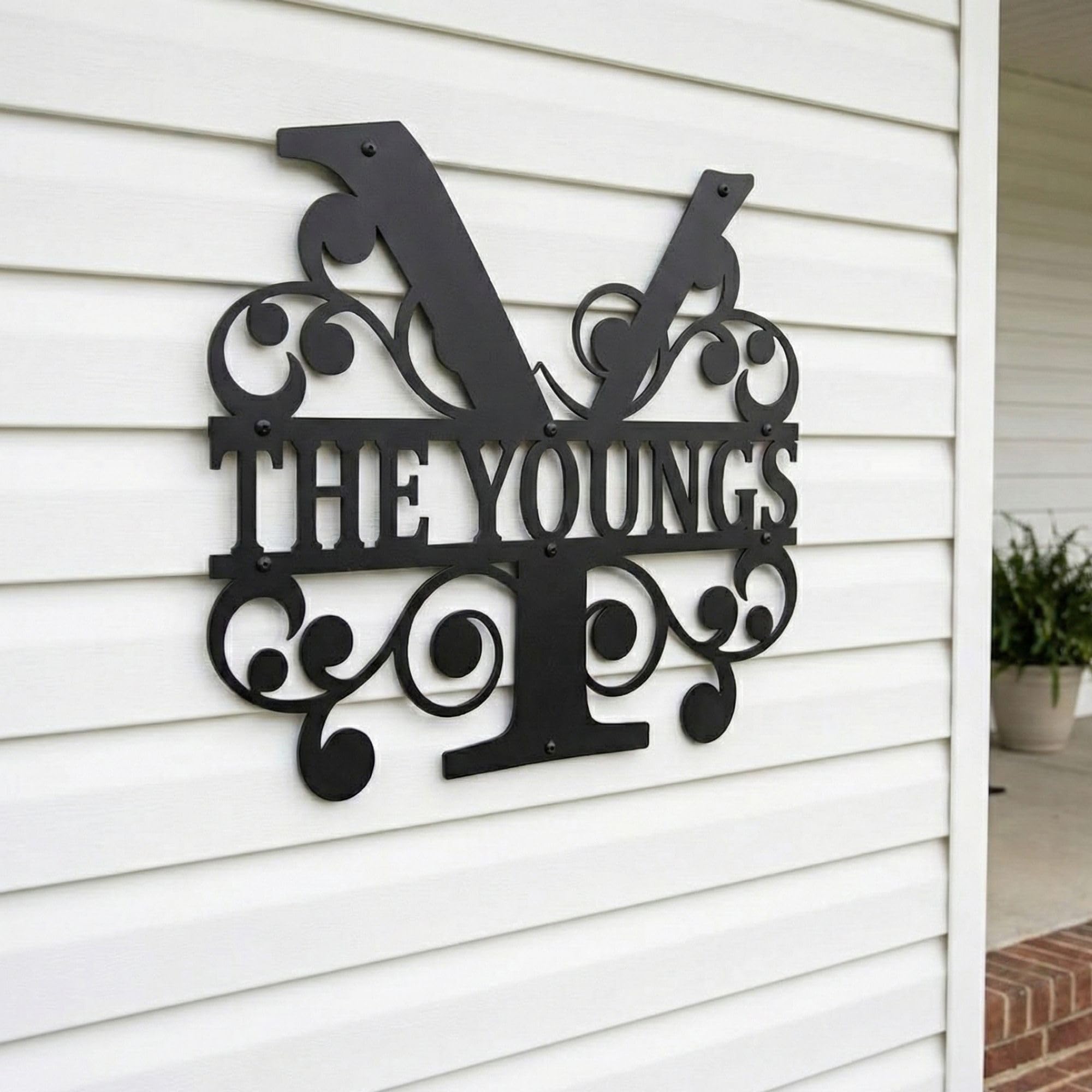 Custom Metal Monogram Family Name Sign - Modern Wall Art