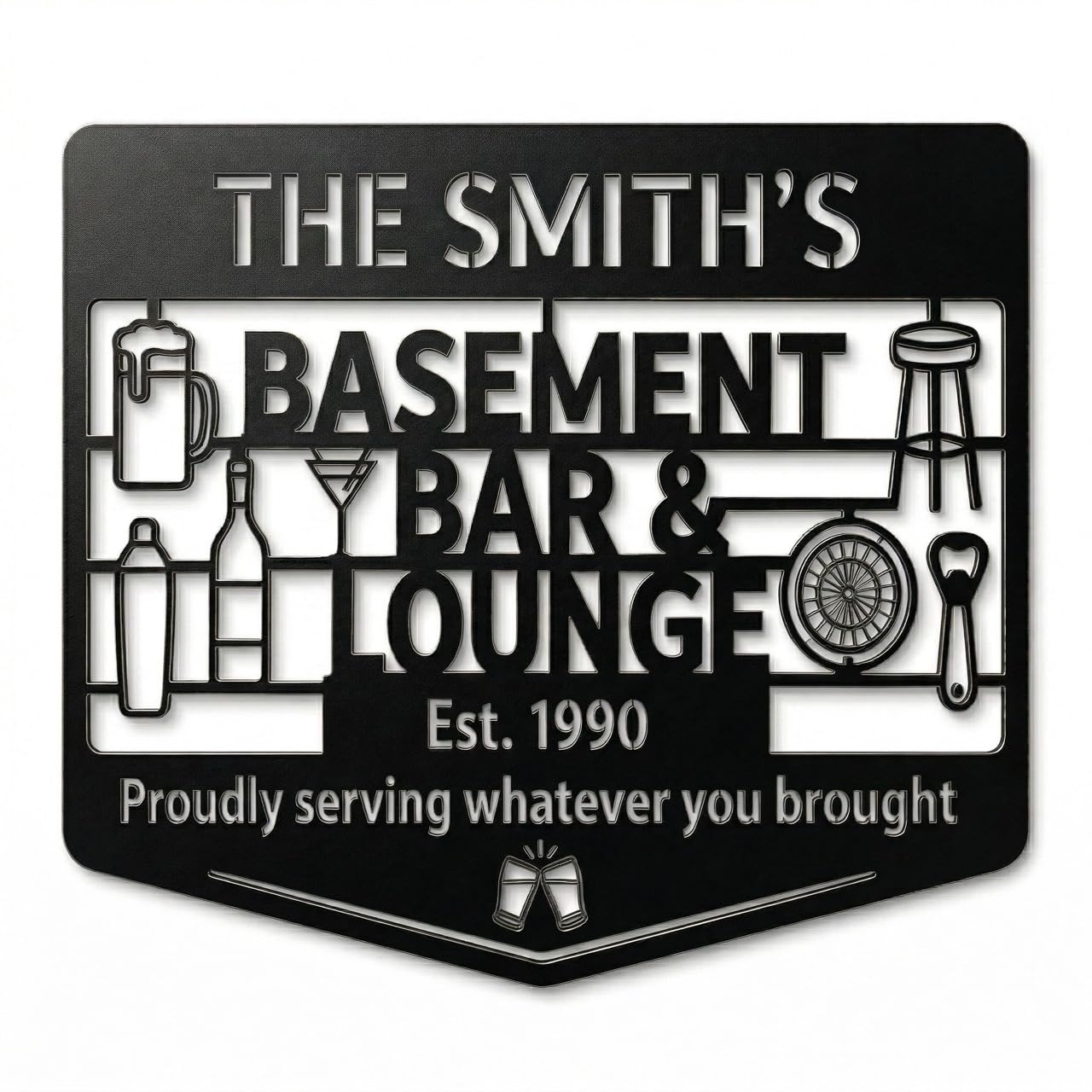 Customizable Metal Bar Sign - Powder-Coated Wall Art | Aydan's Unique Finds