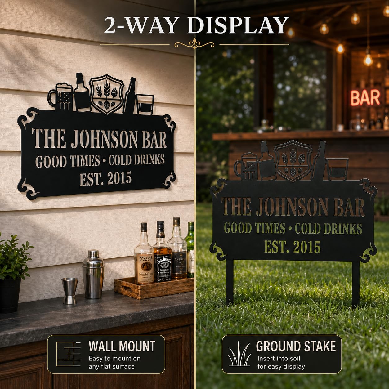 Home Bar Metal Address Sign
