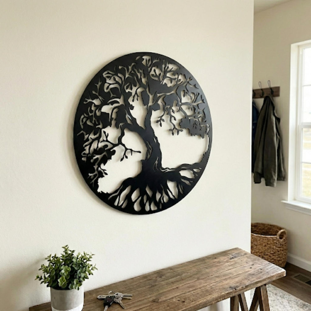 Nature Landscape Metal Wall Art - Mountain & Tree Decor