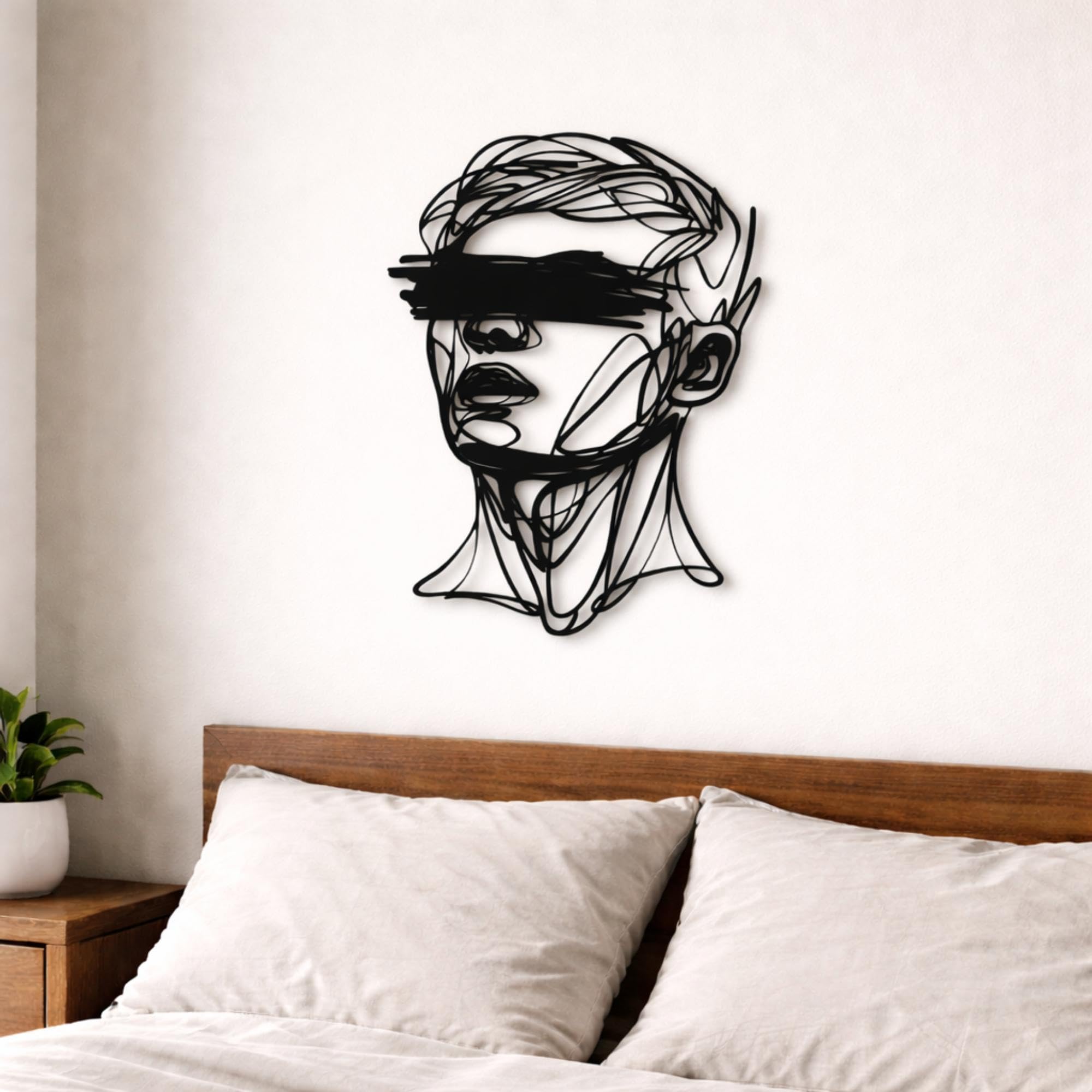 Modern Abstract Metal Wall Art - Minimalist Line Decor
