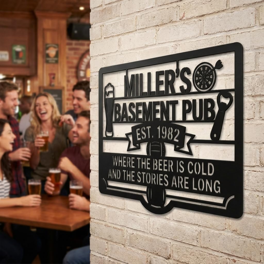 Customizable Metal Bar Sign - Powder-Coated Wall Art