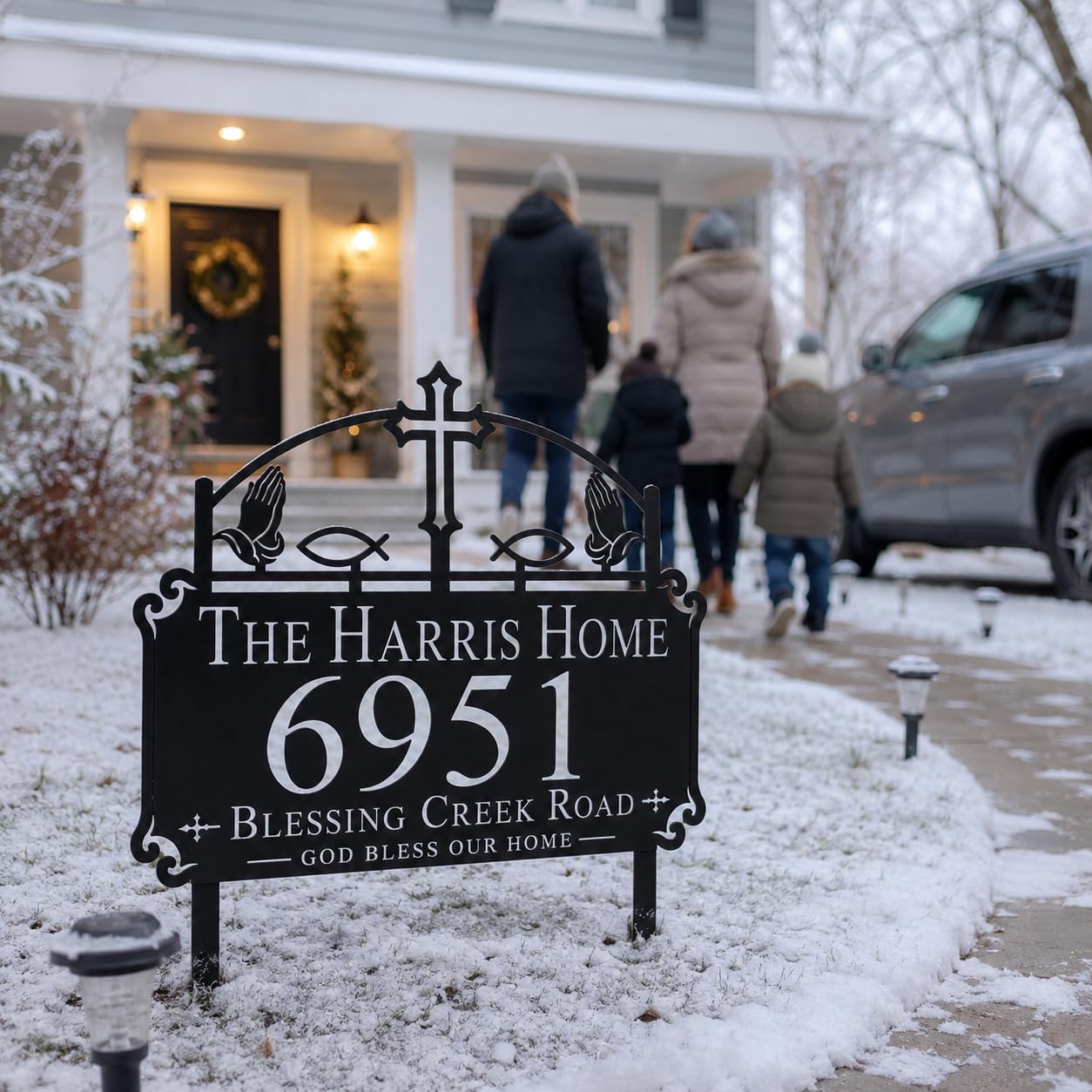 Blessed Home Metal Address Sign