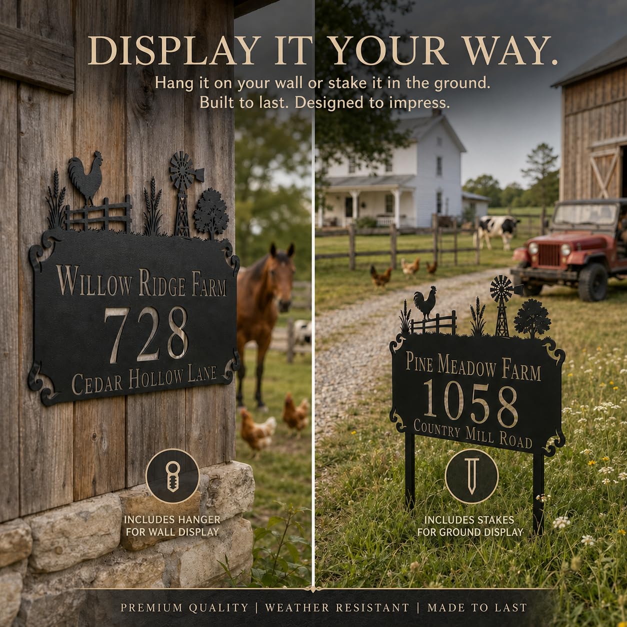 Farmhouse Metal Address Sign