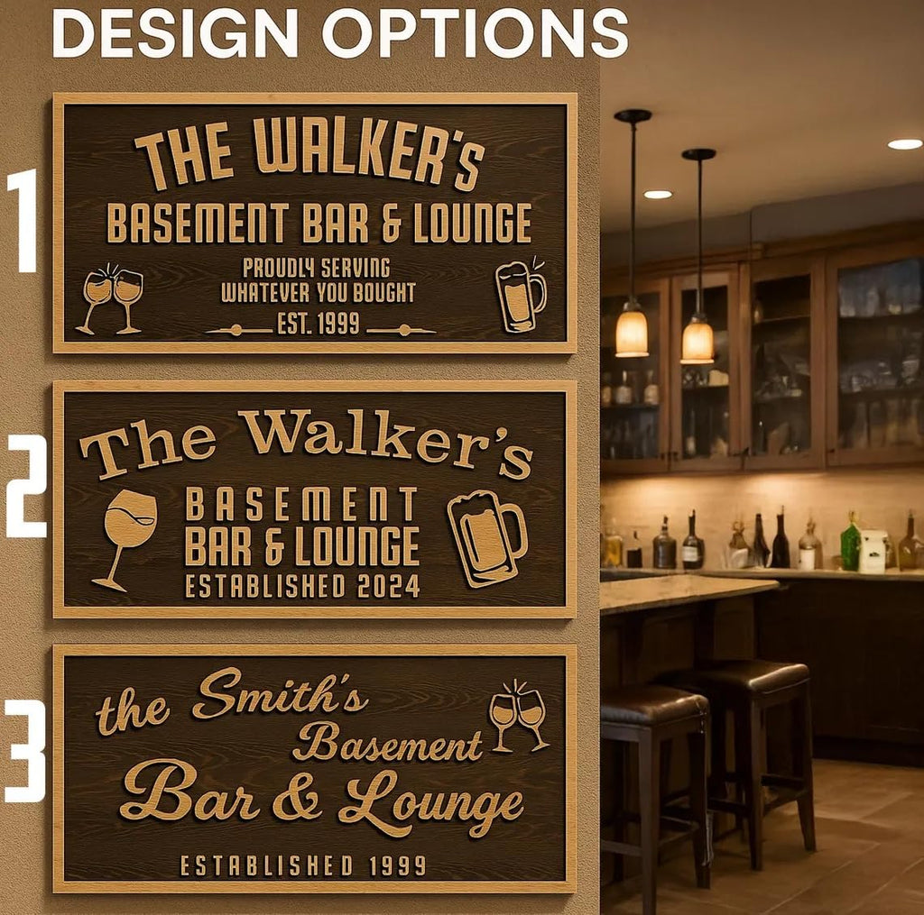 Custom Wood Backyard Bar Sign - Personalized Lounge Decor | Aydan's Unique Finds