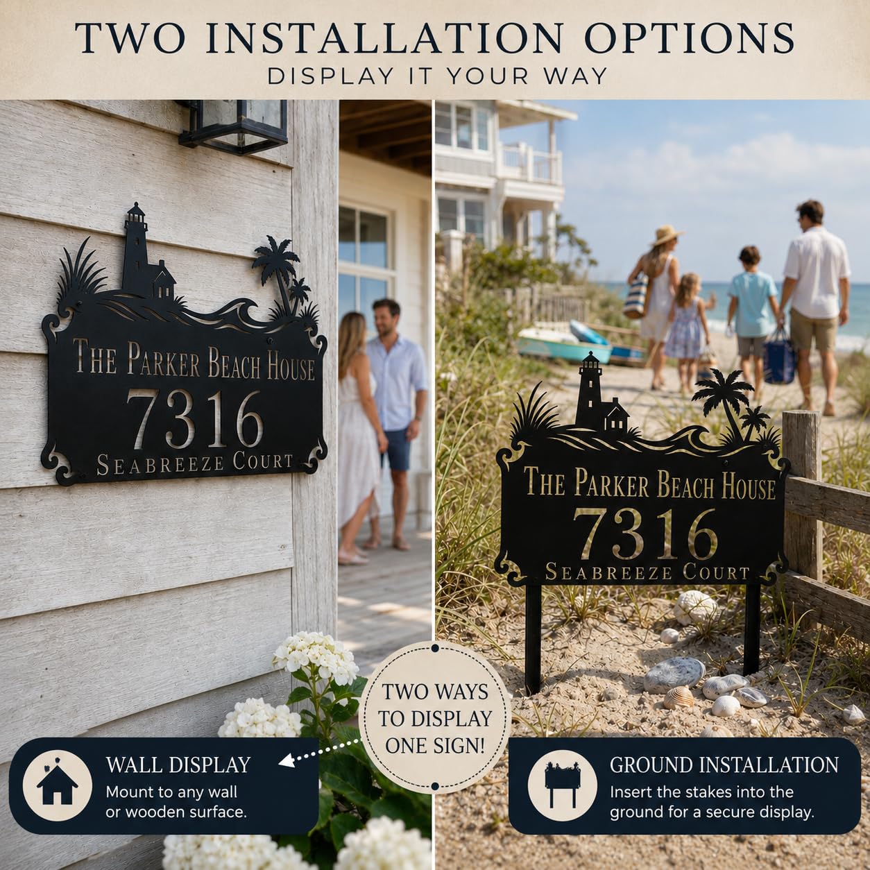 Beach House Metal Address Sign