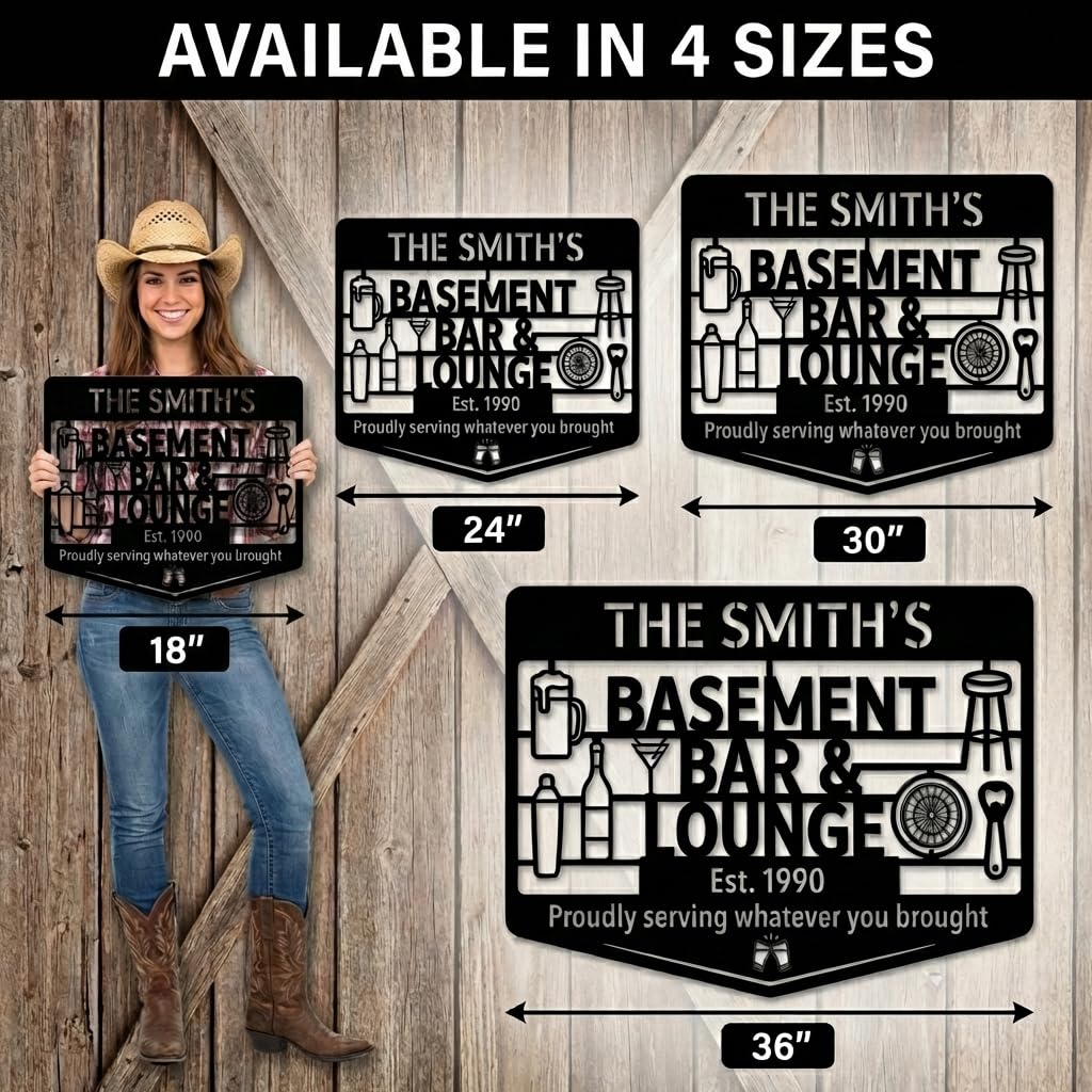 Customizable Metal Bar Sign - Powder-Coated Wall Art | Aydan's Unique Finds