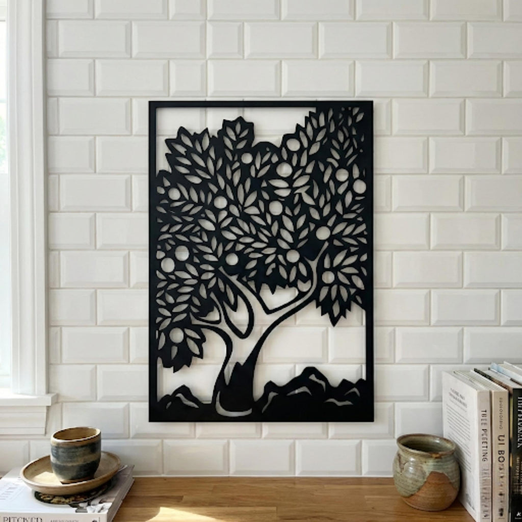 Nature Landscape Metal Wall Art - Mountain & Tree Decor