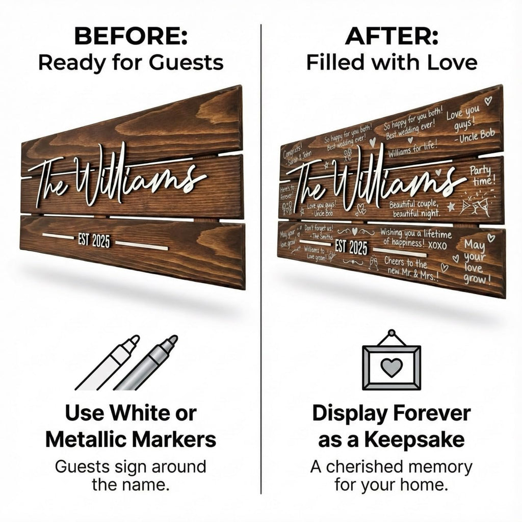 Personalized Wedding Guestbook Sign - Wooden Keepsake | Aydan's Unique Finds