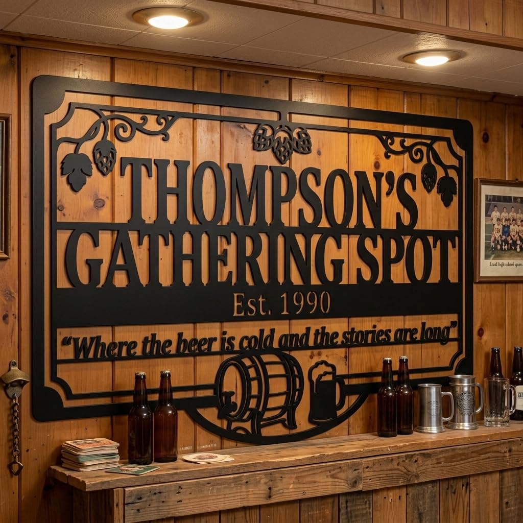 Customizable Metal Bar Sign - Powder-Coated Wall Art