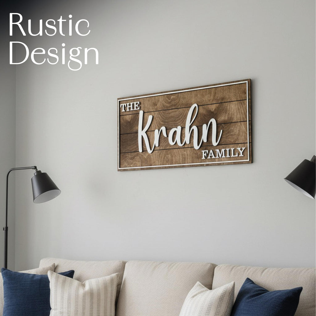 Personalized Family Name Sign - Art Deco Wood Wall Decor