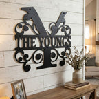 Custom Metal Monogram Family Name Sign - Modern Wall Art