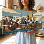 Family Name Sign - Custom Colorful Pallet Wood, Housewarming Gift - Modern NYC