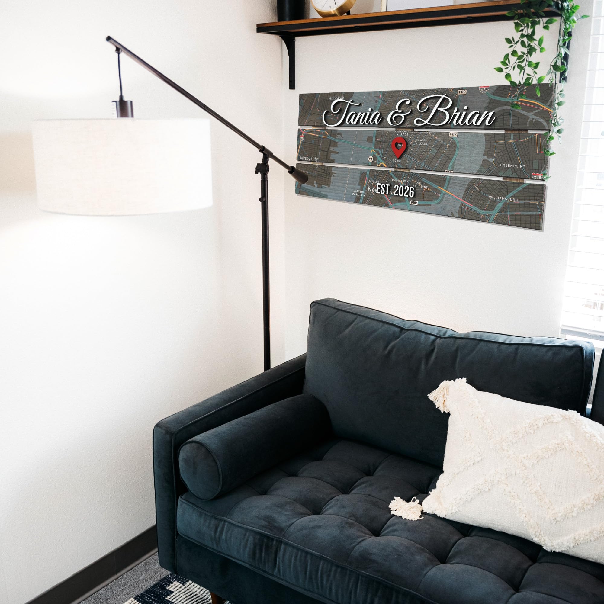 Personalized Map Pallet Sign - Couples Wood Wall Art | Aydan's Unique Finds
