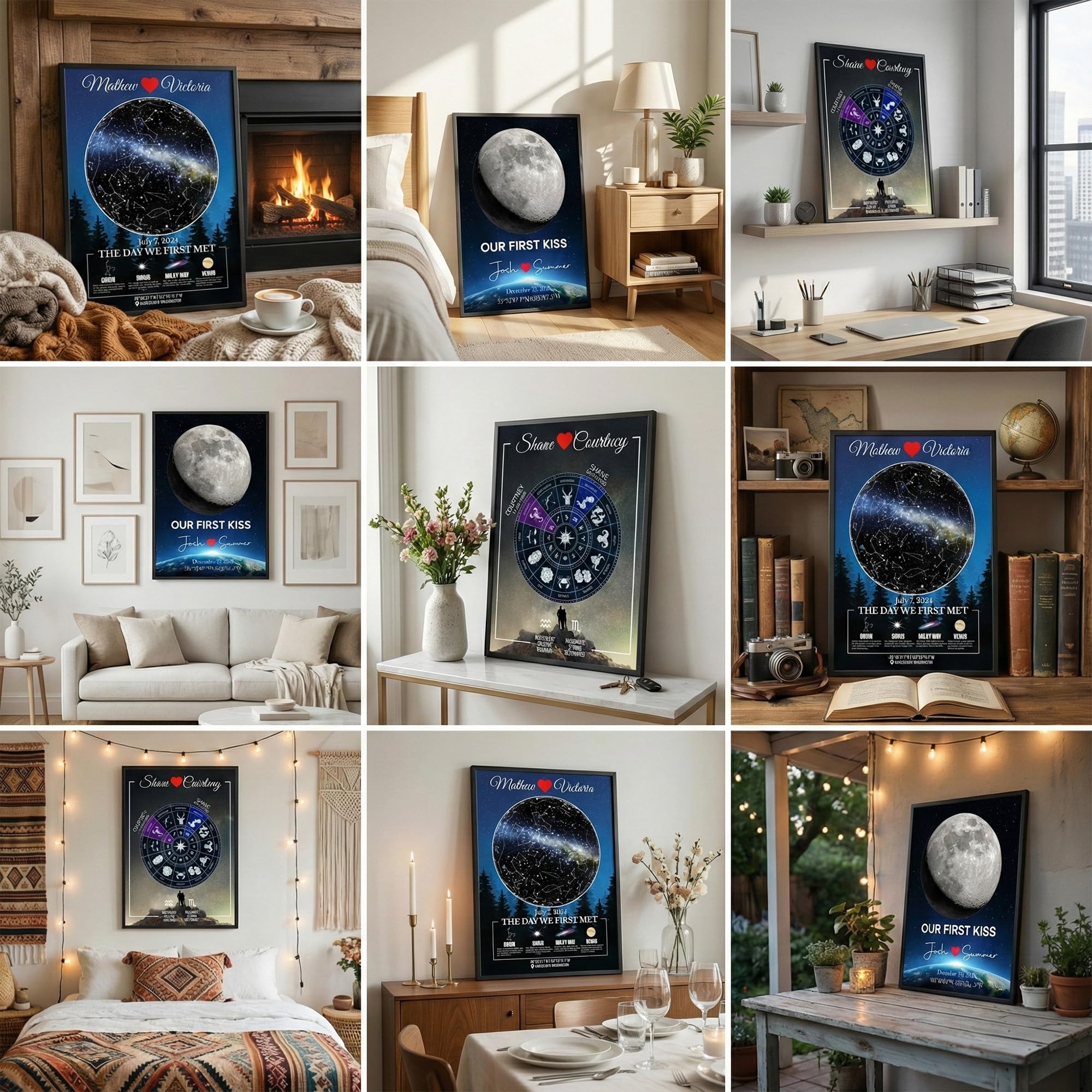 Custom Anniversary Star Map - Glass Wall Art for Couples | Aydan's Unique Finds