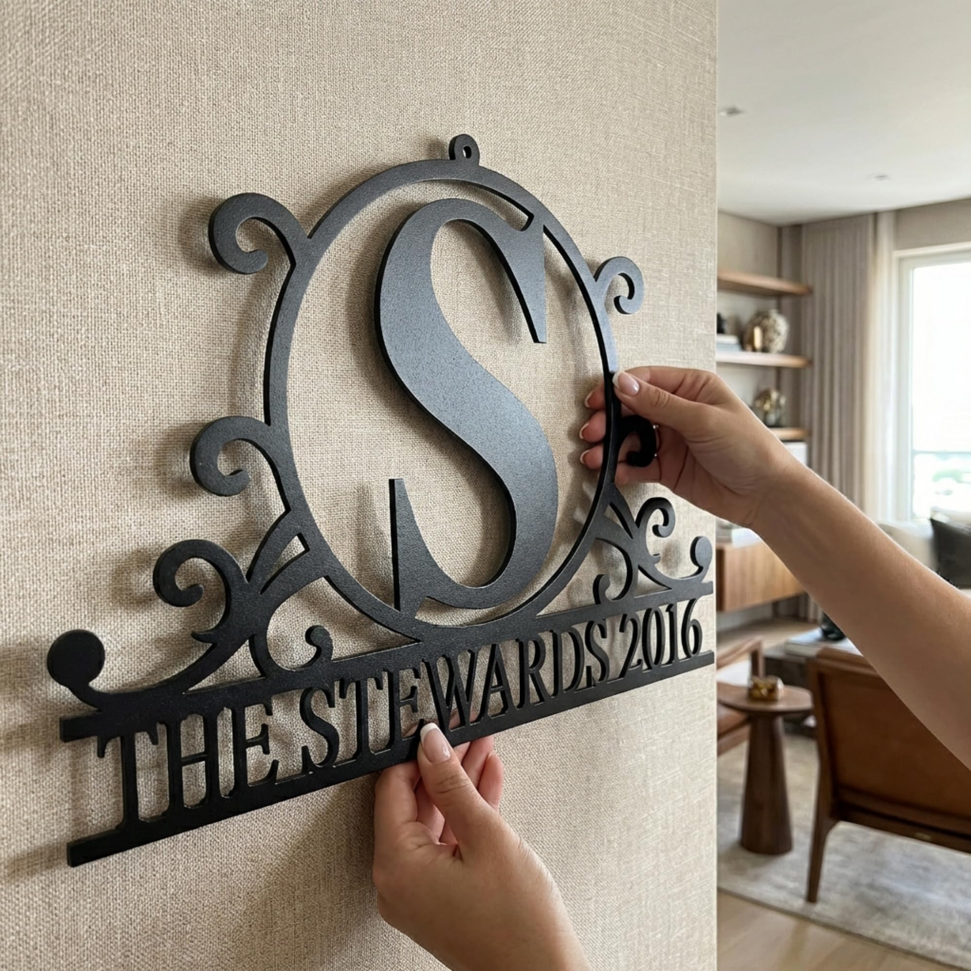 Custom Metal Monogram Family Name Sign - Modern Wall Art | Aydan's Unique Finds