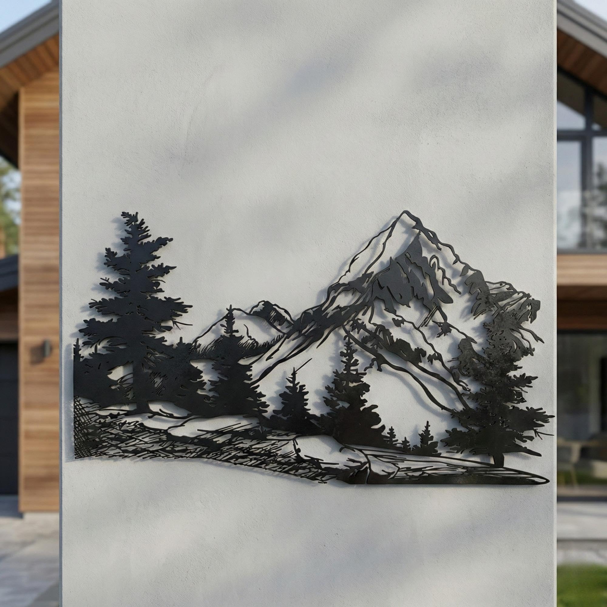 Nature Landscape Metal Wall Art - Mountain & Tree Decor