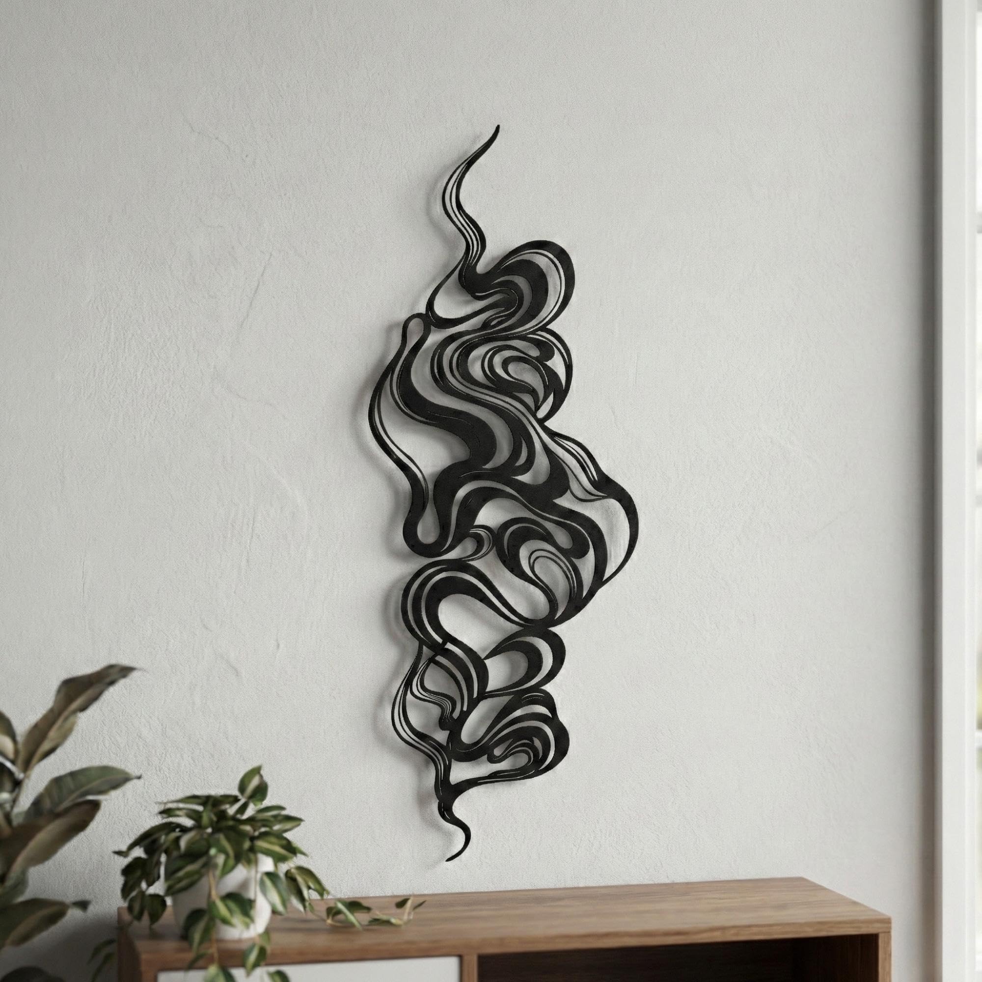 Modern Abstract Metal Wall Art - Minimalist Line Decor
