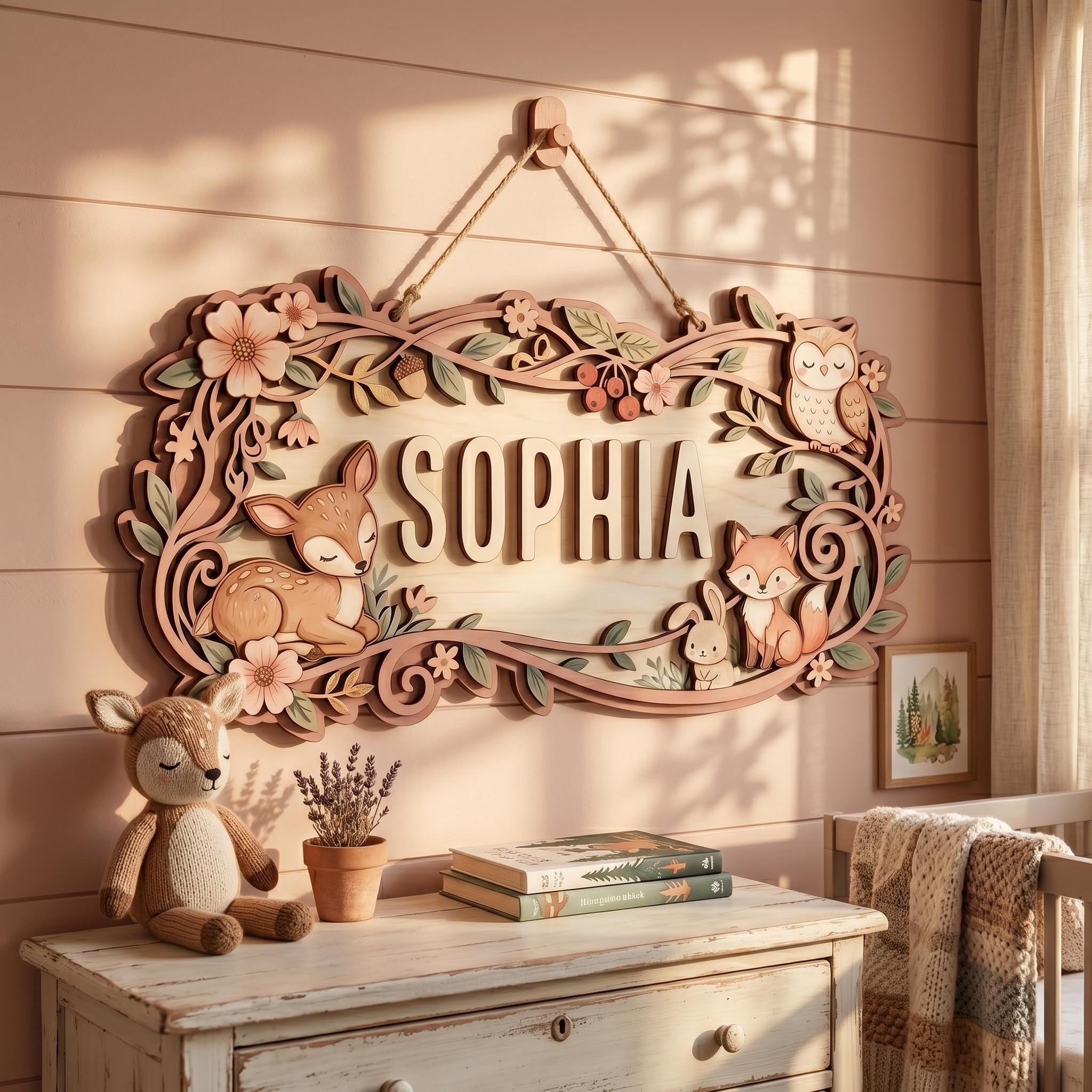Custom Safari Nursery Sign - Jungle Animals Wood Decor