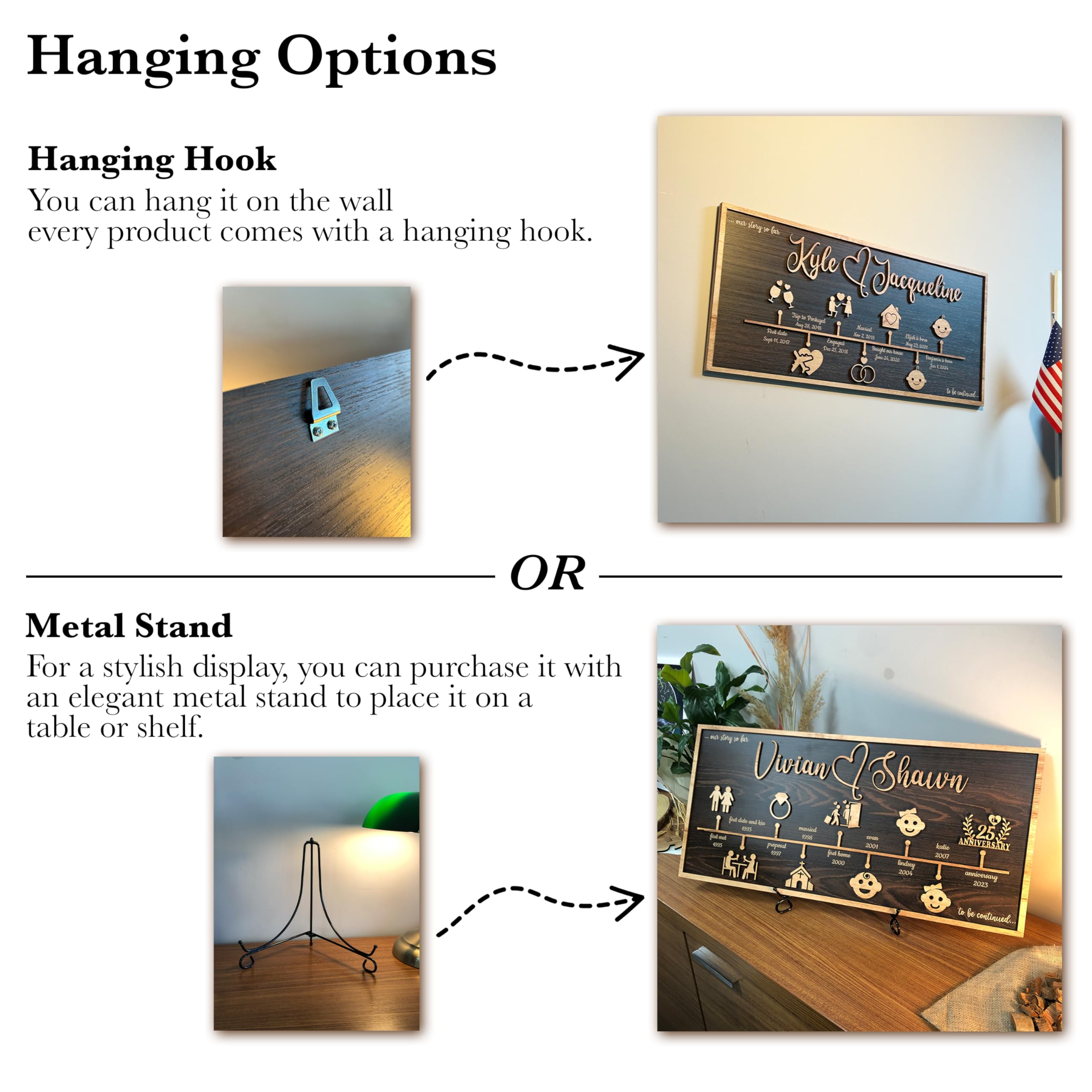 Custom Love Story Timeline (Large) - Anniversary Wood | Aydan's Unique Finds
