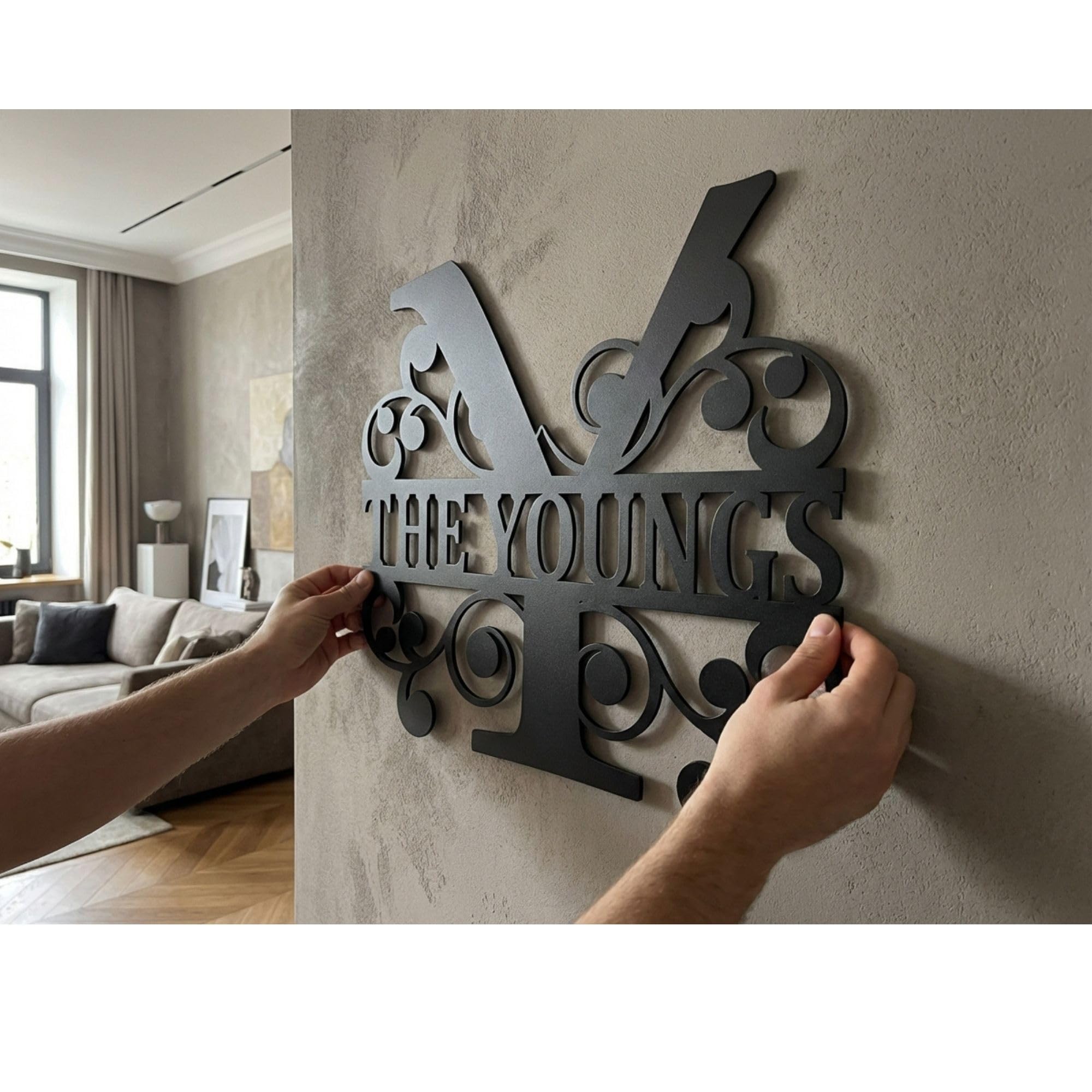 Custom Metal Monogram Family Name Sign - Modern Wall Art