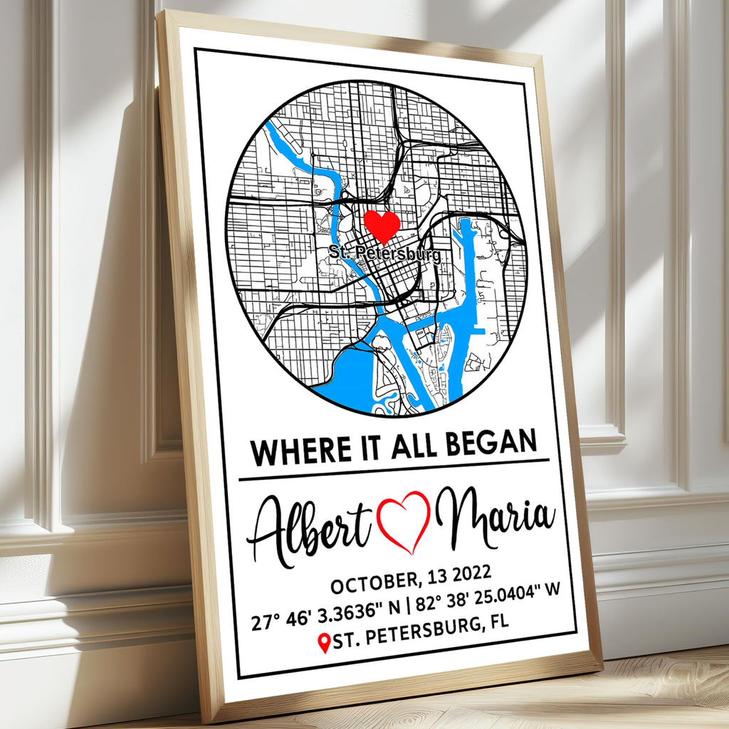Custom City Map Glass Art - Where It All Began Print | Aydan's Unique Finds