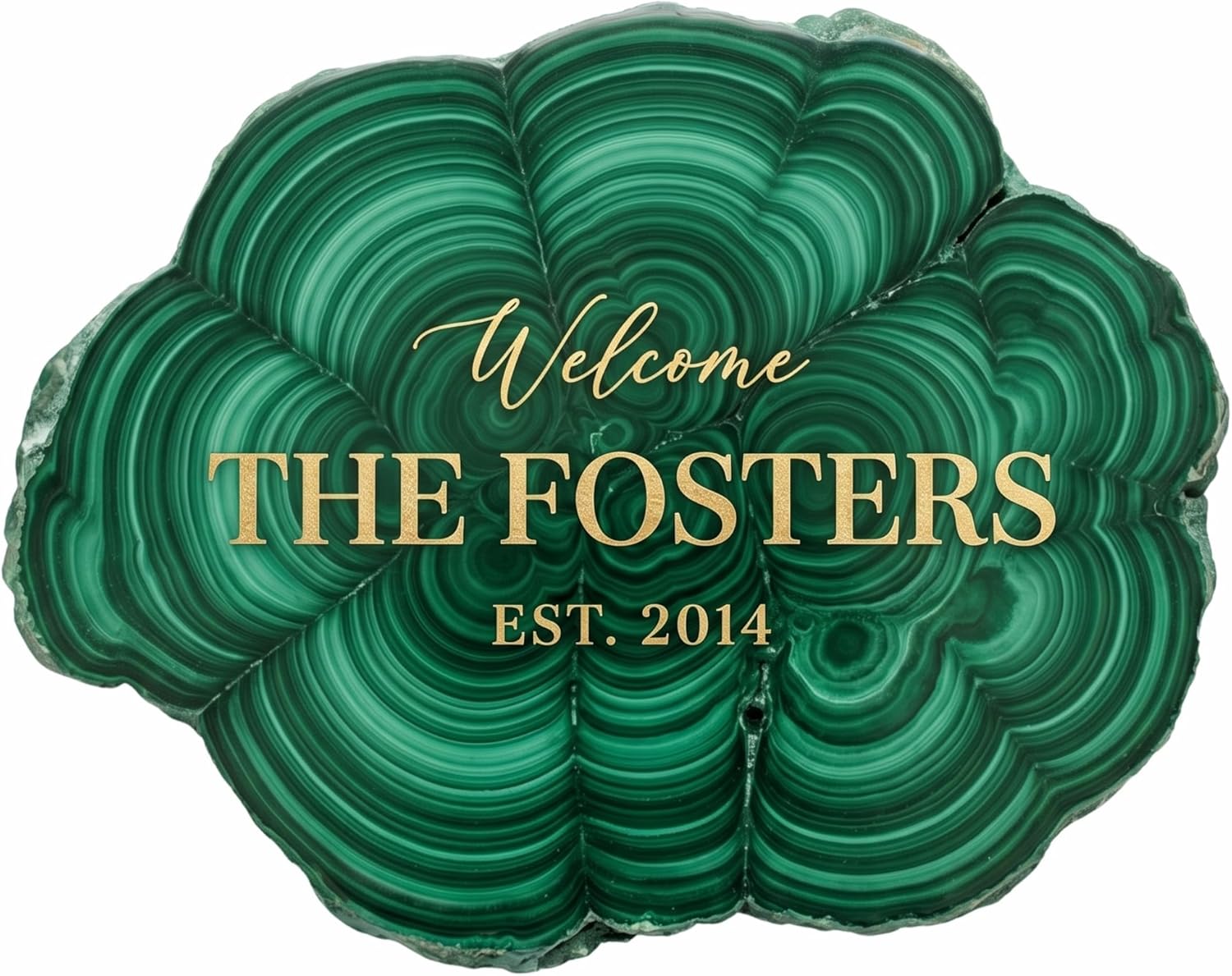 Custom Family Name Sign with Faux Emerald on Acrylic Glass