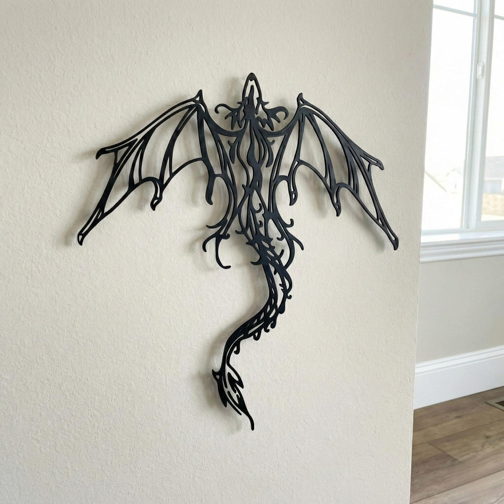 Fantasy Metal Wall Art - Dragon & Mythology Silhouette | Aydan's Unique Finds