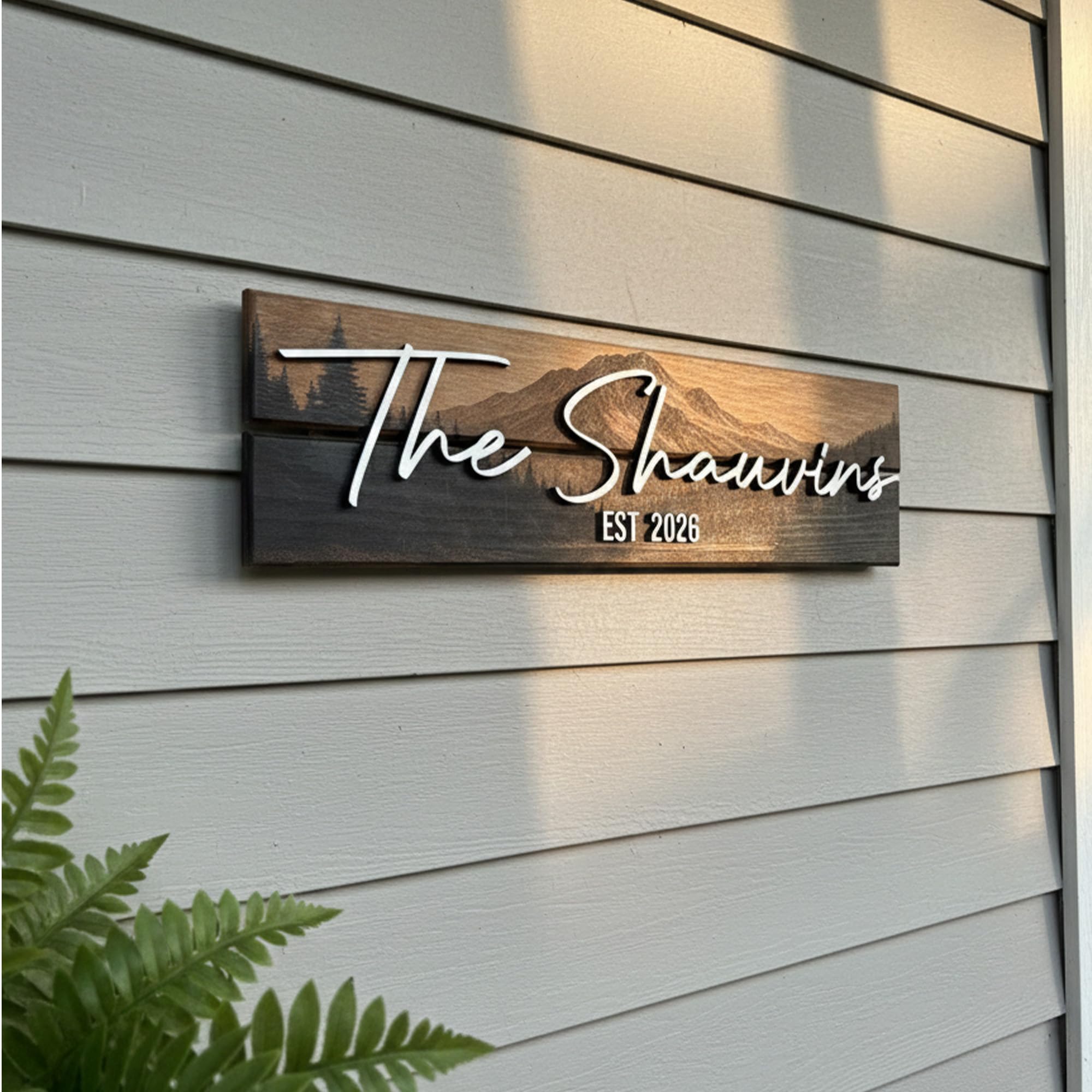 Custom Mountain Family Name Sign - Rustic Wood Wall Decor | Aydan's Unique Finds