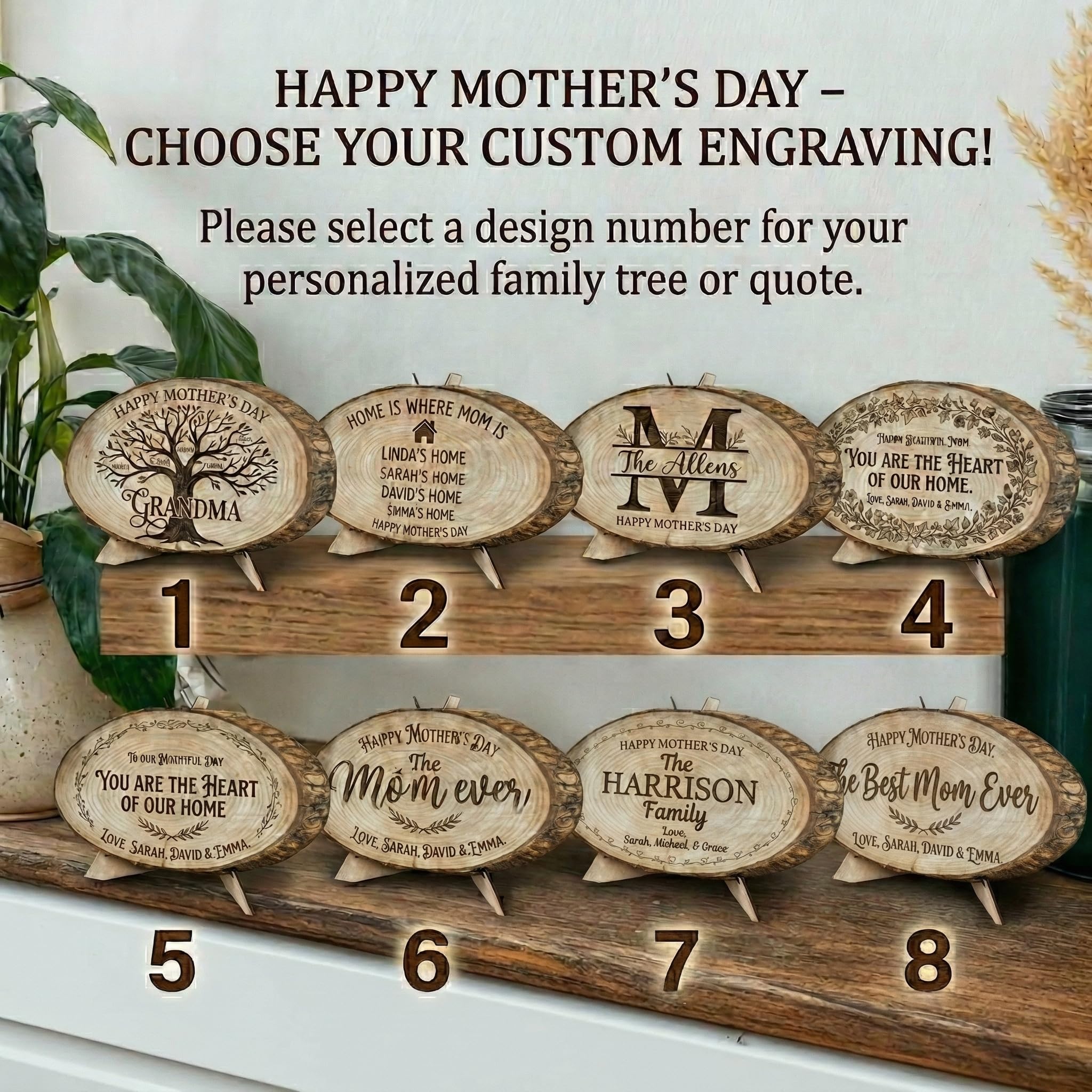 Personalized Mother's Day Wood Plaque - Family Names | Aydan's Unique Finds