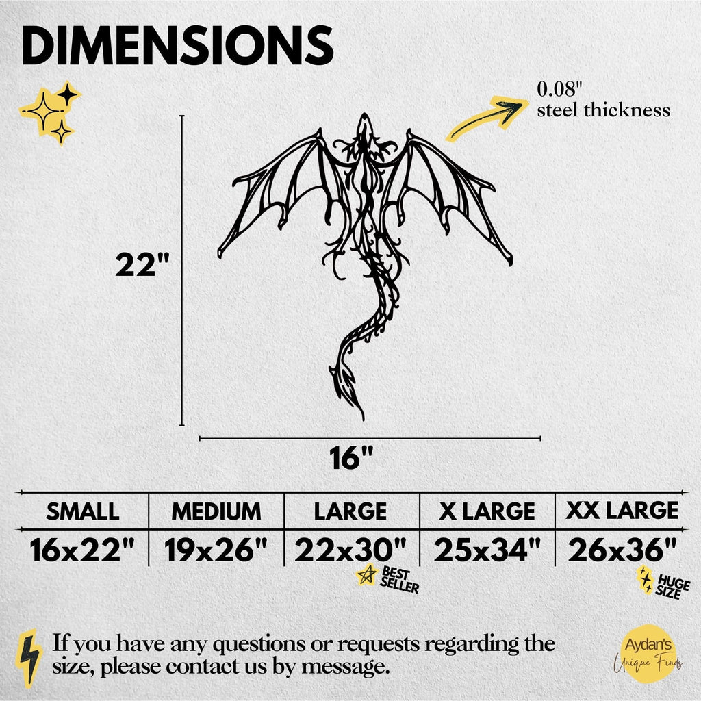 Fantasy Metal Wall Art - Dragon & Mythology Silhouette | Aydan's Unique Finds