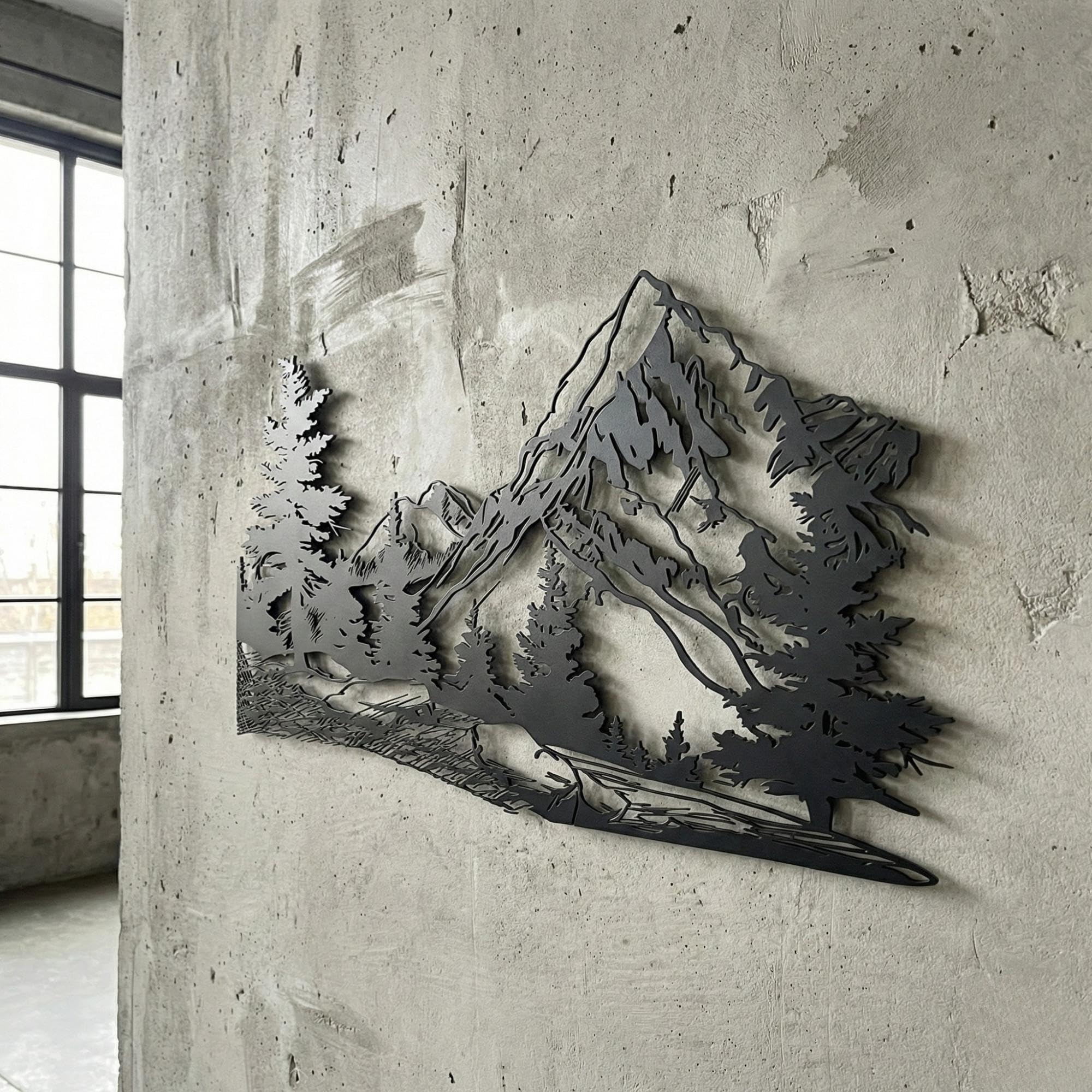 Nature Landscape Metal Wall Art - Mountain & Tree Decor