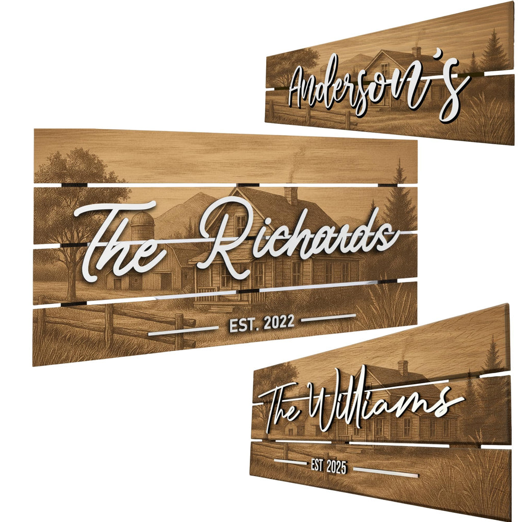 Decorative Wood Family Sign - Coastal Farmhouse Decor