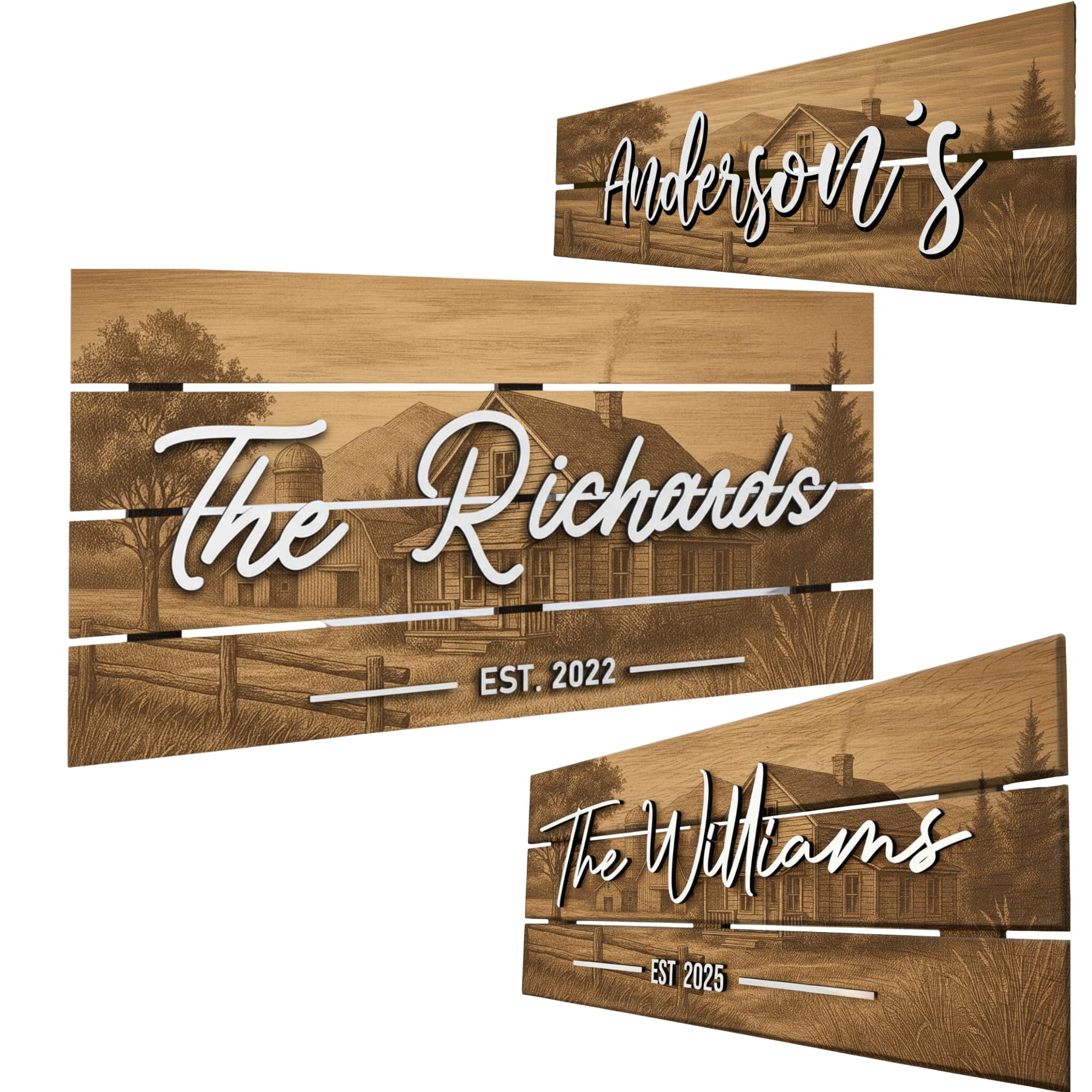 Decorative Wood Family Sign - Coastal Farmhouse Decor
