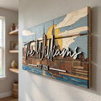 Family Name Sign - Custom Colorful Pallet Wood, Housewarming Gift - Modern NYC