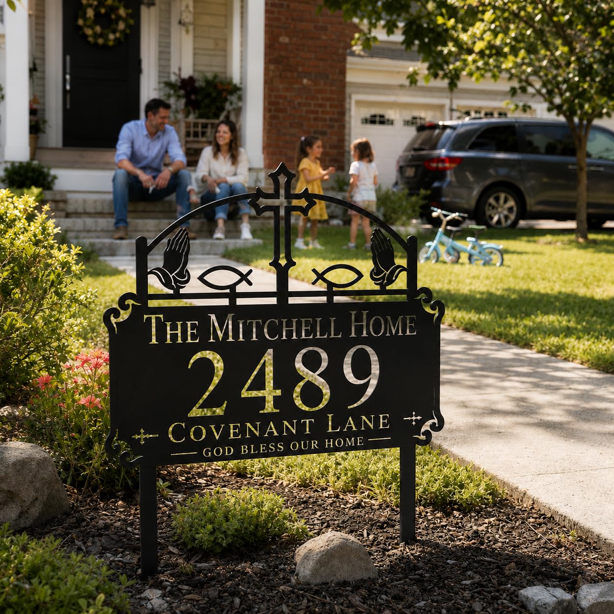 Blessed Home Metal Address Sign