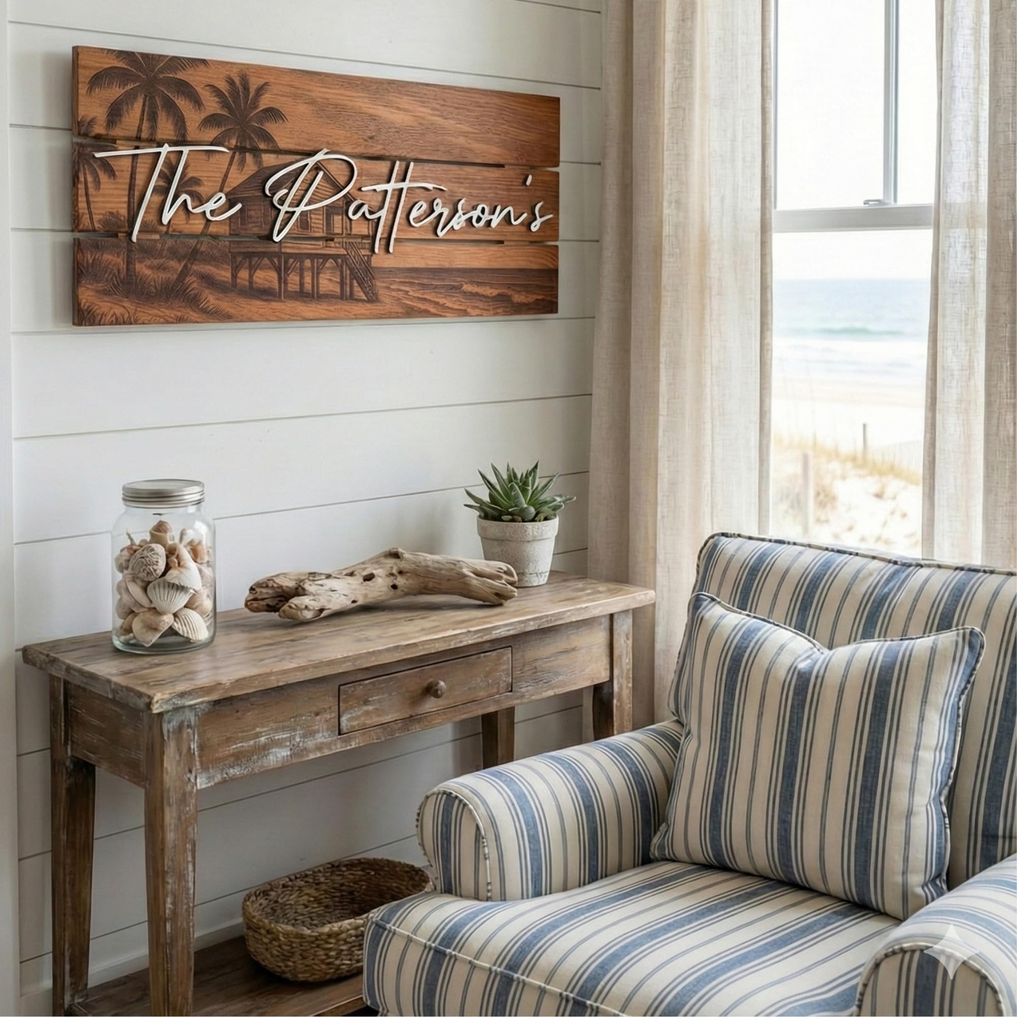 Decorative Wood Family Sign - Coastal Farmhouse Decor | Aydan's Unique Finds