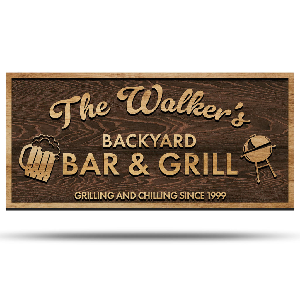 Custom Wood Backyard Bar Sign - Personalized Lounge Decor | Aydan's Unique Finds